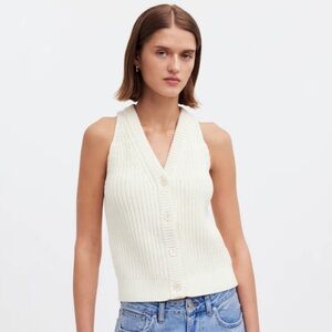 Madewell- Cutaway Sweater Vest – Bright Ivory – Size Small